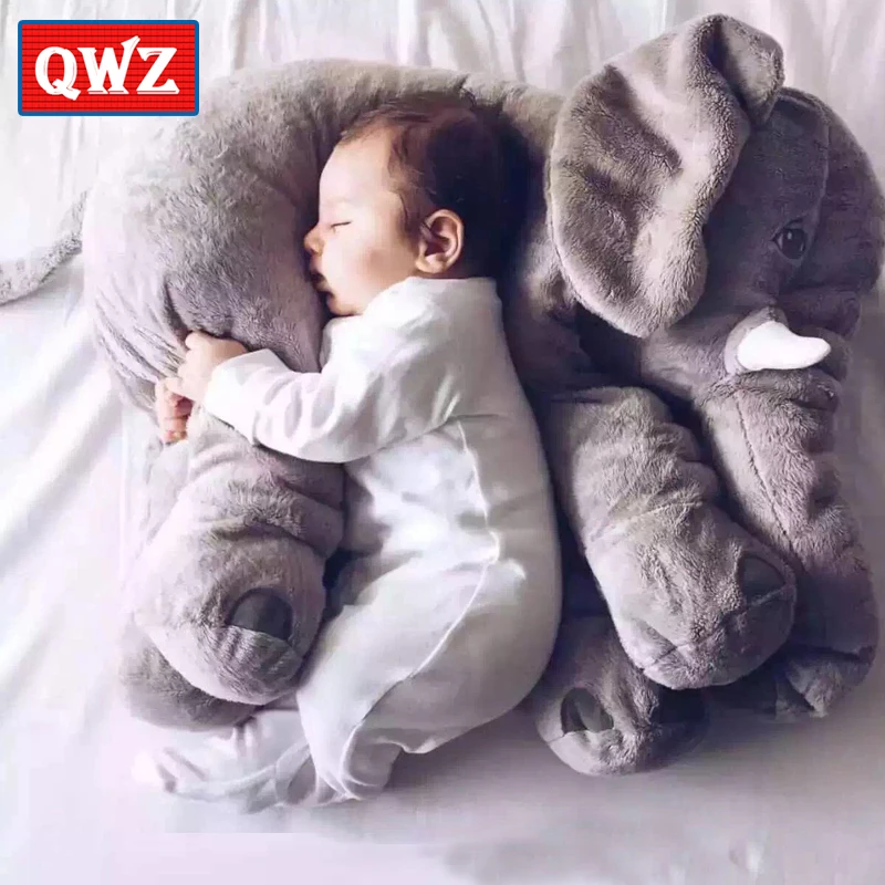 

QWZ 40cm/60cm Large Plush Elephant Doll Kids Sleeping Soft Back Cushion Cute Stuffed Elephant Baby Accompany Doll Christmas Gift
