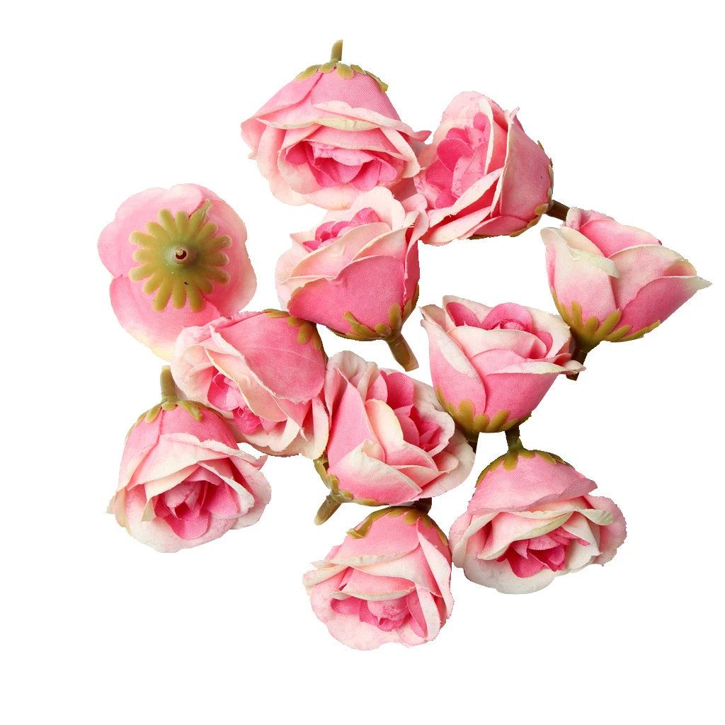 New Hot Sale 10pcs Decorative Artificial Silk Rose Flower Head for Wedding Party Home Decor Photo Albums DIY Hats Clothes Favors