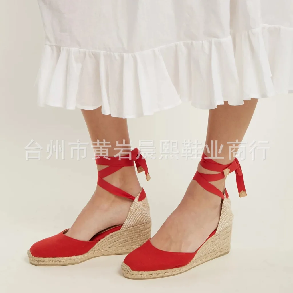 ladies wedge sandals Women's Espadrille Ankle Strap Sandals Comfortable Slippers Ladies Womens Casual Shoes Breathable Flax Hemp Canvas Pumps high wedge sandals Wedge Sandals