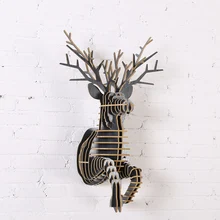 1 комплект МДФ Деревянная домашняя Настенная Наклейка с деревьями голова животного олень искусство подвесное для украшения стен IW-WD020 белый черный красный розовый зеленый