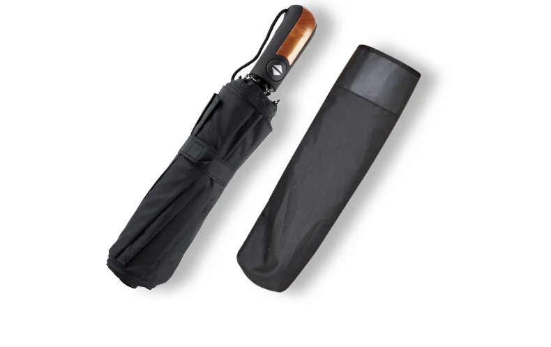 Кожаный зонтик с деревянной ручкой дождь женский Британский стиль 3 раза автоматический зонтик ветрозащитный бизнес мужской женский зонт от дождя