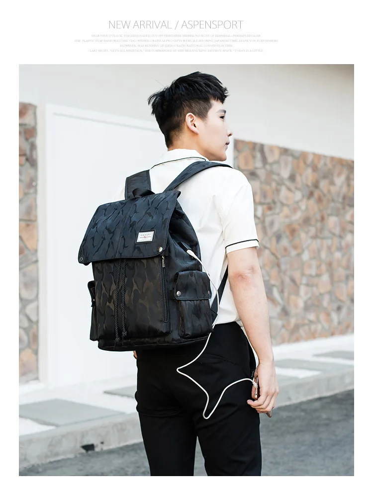 

Fashion Large Capacity Men's Drawstring Backpack Casual Breathable Student Bag Simple Practical Men's Travel Computer Backpack