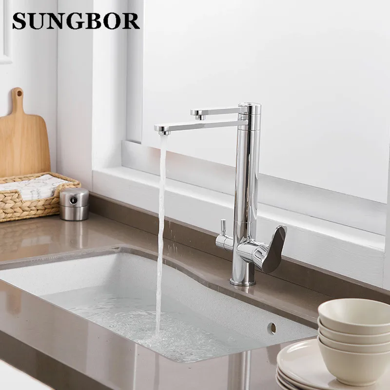 Black Kitchen Faucets 360 Degree Rotation 3 Way Water Filter Tap Water Faucets Solid Brass Kitchen Sink Tap Water Mixer CF-0181L Black Kitchen Faucets 360 Degree Rotation 3 Way Water Filter Tap Water Faucets Solid Brass Kitchen Sink Tap Water Mixer CF-0181L