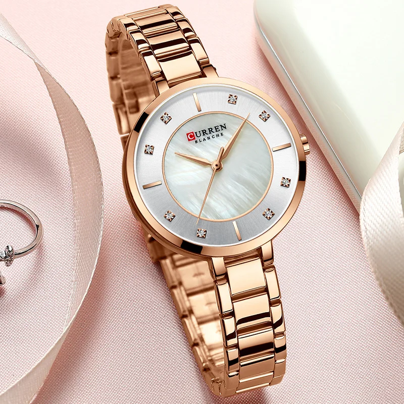 Curren женские часы брендовые роскошные часы женские Розовое Золото Кварцевые водонепроницаемые женские часы на запястье лучший бренд класса люкс