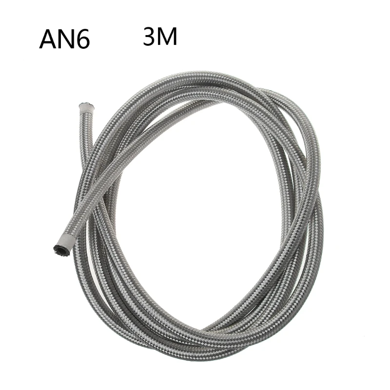 

3M Stainless Steel Braided Brake Gas Oil Fuel Line Hose AN4 AN6 AN8 AN10 NEW