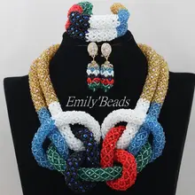 Цвет шампанского, золотой Африканский бисер, ювелирный набор, хрустальные бусы, ожерелье, набор в нигерийском стиле, Свадебный Африканский комплект ювелирных изделий,, AMJ924