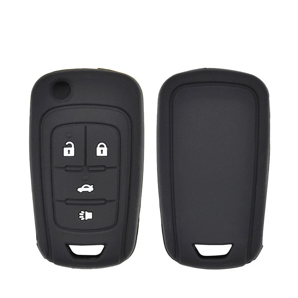 

4 Buttons Silicone Folding Car Key Shell Fits For Chevrolet Cruze Sonic Buick Remote Black Key Shell Cover Car Accessories