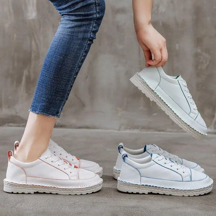 

Mhysa 2019 Women Sneaker Fashion Breathble Vulcanized Shoes leather Platform Lace up Casual Tenis Feminino Zapatos De Mujer L434
