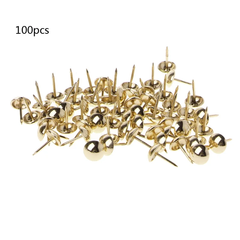 OOTDTY 100pcs Antique Brass Upholstery Nails Furniture Tacks Pushpins Hardware Decor Antique