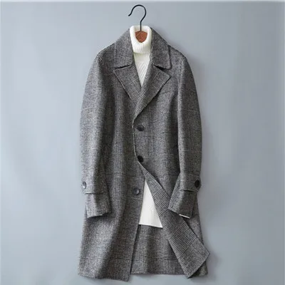 KOLMAKOV, тренд, корейский стиль, клетчатые мужские шерстяные пальто, зима, деловые повседневные мужские ветровки, Термоодежда для мужчин, 3XL - Цвет: Темно-серый