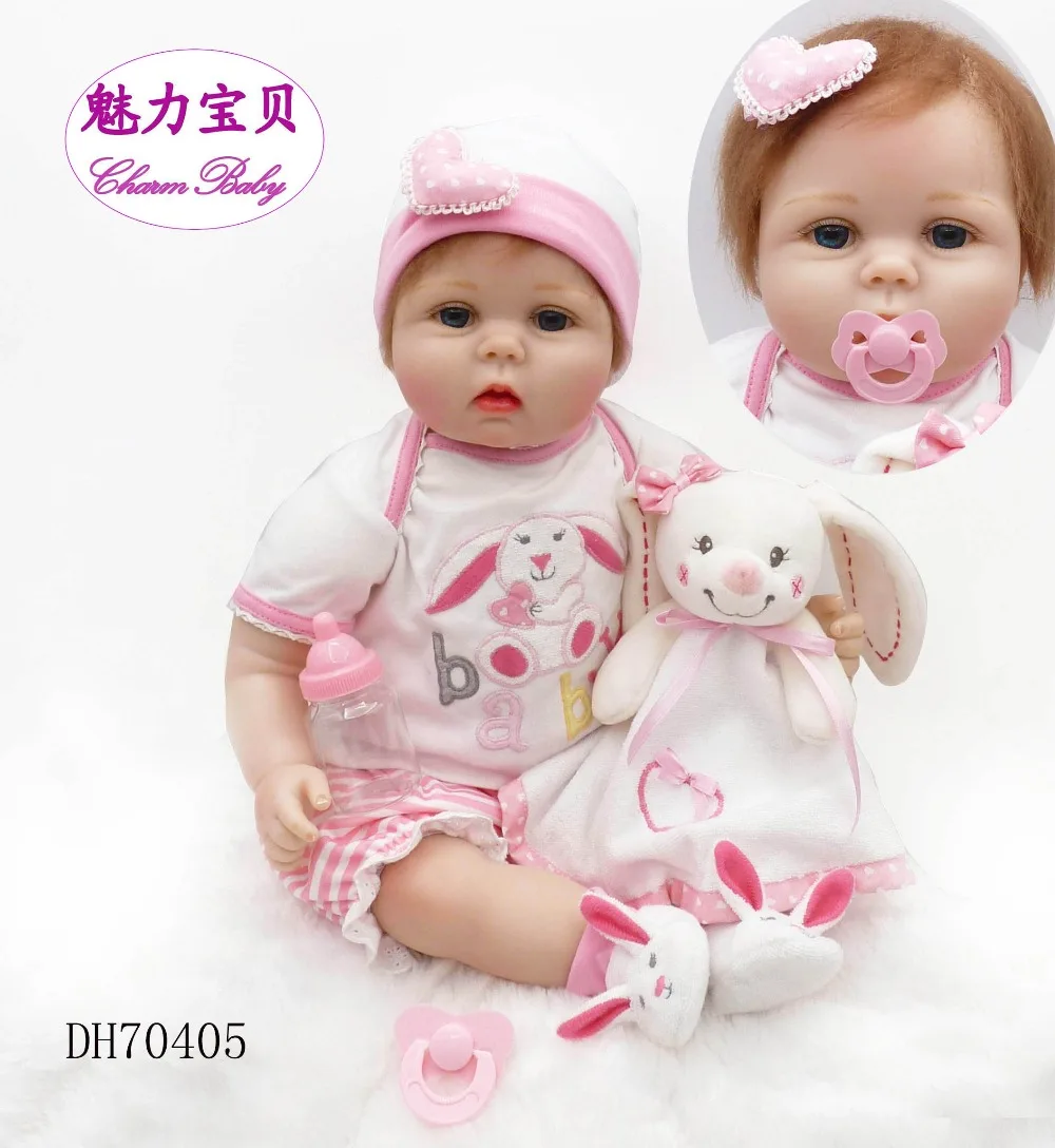 

New 22 "Baby Doll Reborn Adores Child Girls Brown Hair Brown Eyes Girls Toys Reborn Baby Doll in Princess Dress Toys