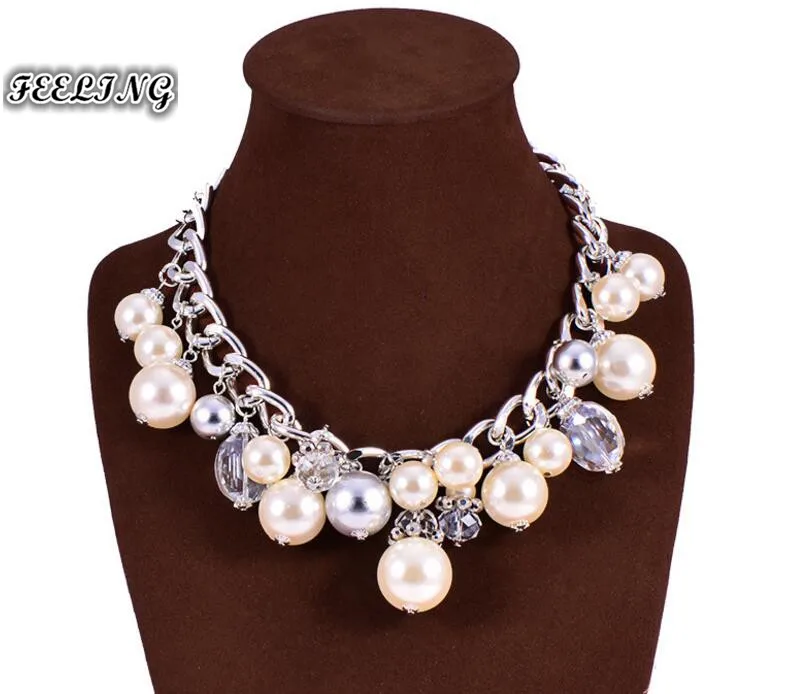 2016 NEW FASHION SPRING KOREA VINTAGE PINK PEARL NECKLACE STATEMENT JEWELRY MAXI NECKLACE FOR