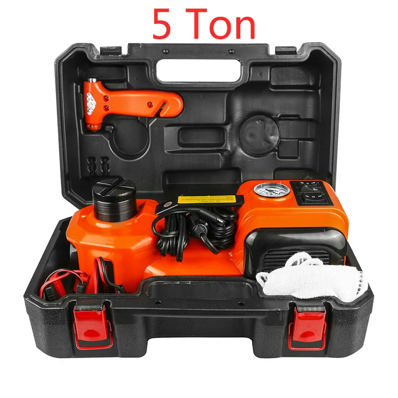 

Car Jack 12V DC 5 Ton 11023lb auto Tire Inflator Pump and LED Flashlight 3in1 Set With Safe Hammer Electric Hydraulic Floor Jack