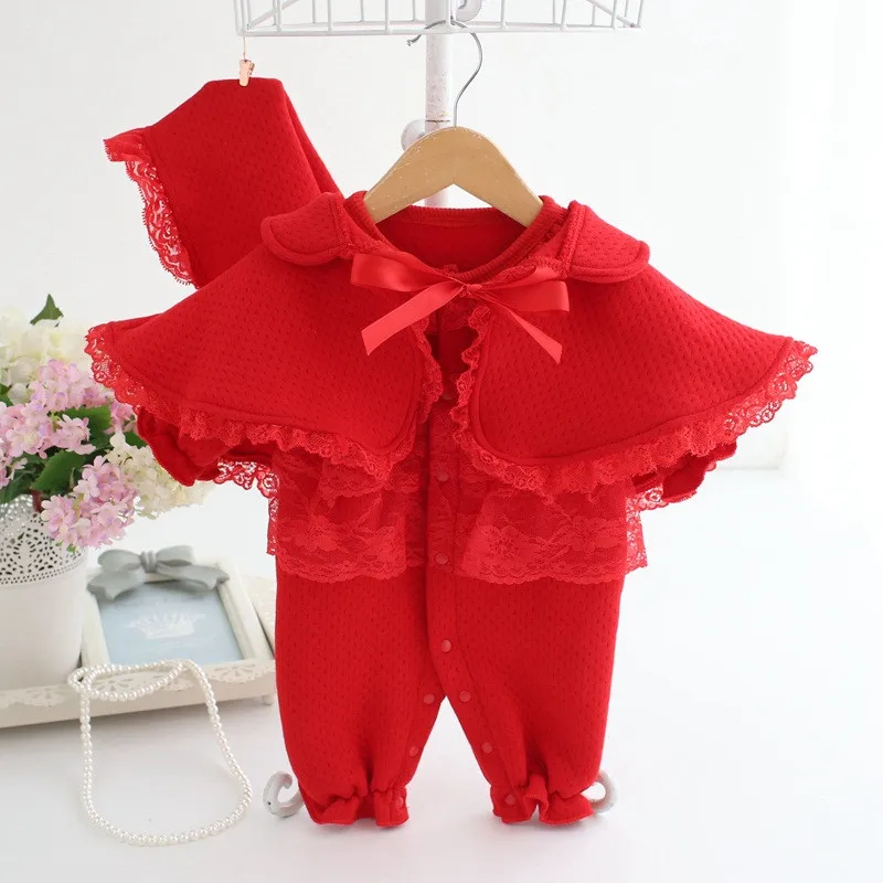HOT baby romper Warm air cotton dress Baby Lace Romper 3 Pcs Set Lace infant Princess Dress Newborn Baby Girl Cotton Clothes