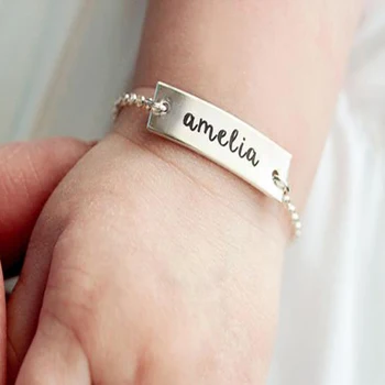 

Custom Baby Name Bracelet Stainless Steel Adjustable Baby Toddler Child ID Bracelets For Baby Birthday Gifts charm bracelets