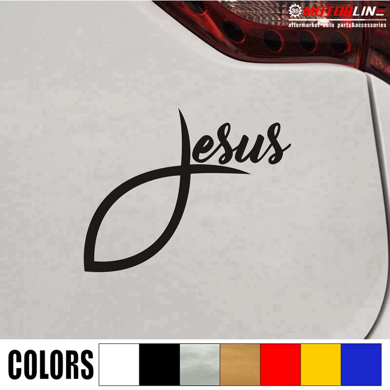 

Jesus Fish God Christian Cross Decal Sticker Car Vinyl pick size color no bkgrd