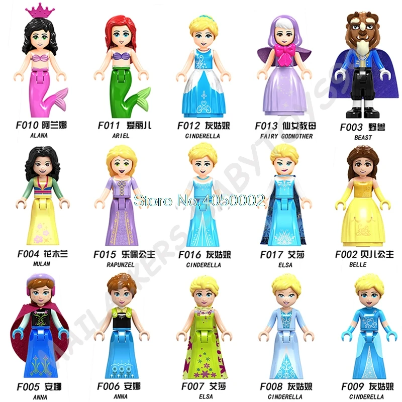 

Legoing Friends Princess Elsa Ariel Aurora Ursula Anna Belle Beast Mulan Girls Toys For Children Figures Building Block Legoings