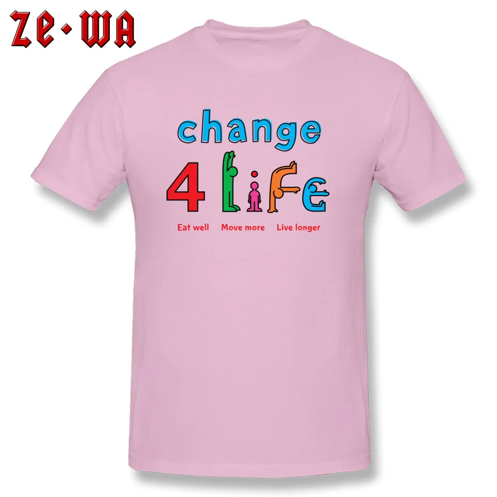 Change 4Life Logo T-shirts Short Sleeve Geek Newest Mens VALENTINE DAY Tops & Tees Geek Tee Shirts Round Neck Pure Cotton Change 4Life Logo  pink