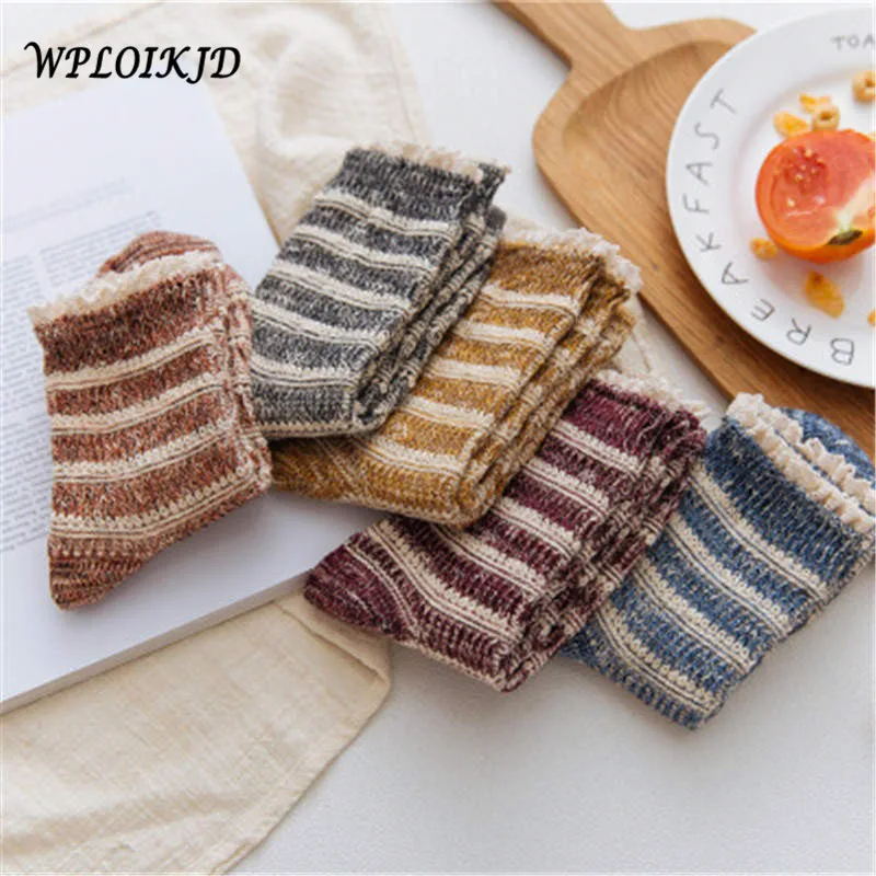 [WPLOIKJD] Autumn Winter New Piles of Socks Hollowed Out Japanese Women's Sox Wild Thin Section Elastic Tube Female | Женская одежда