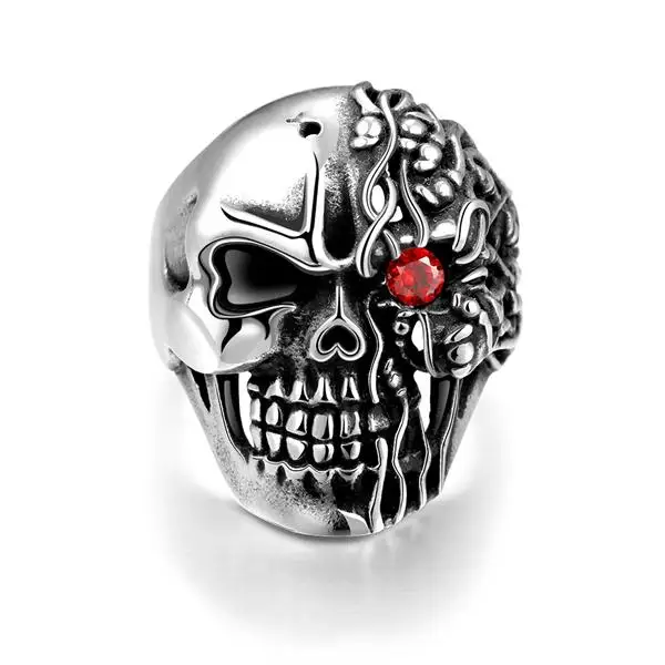 

Hot sale 925 Tibet sterling silver jewelry Single red eye skull ring nice for male friend special Party wholesale price YR193