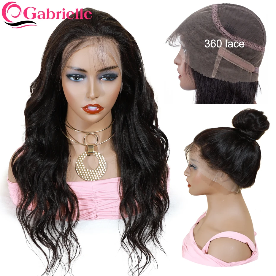 

Gabrielle 150% Density 360 Lace Frontal Wig Pre Plucked Baby Hair Brazilian Remy Body Wave Lace Front Human Hair Wigs For Women
