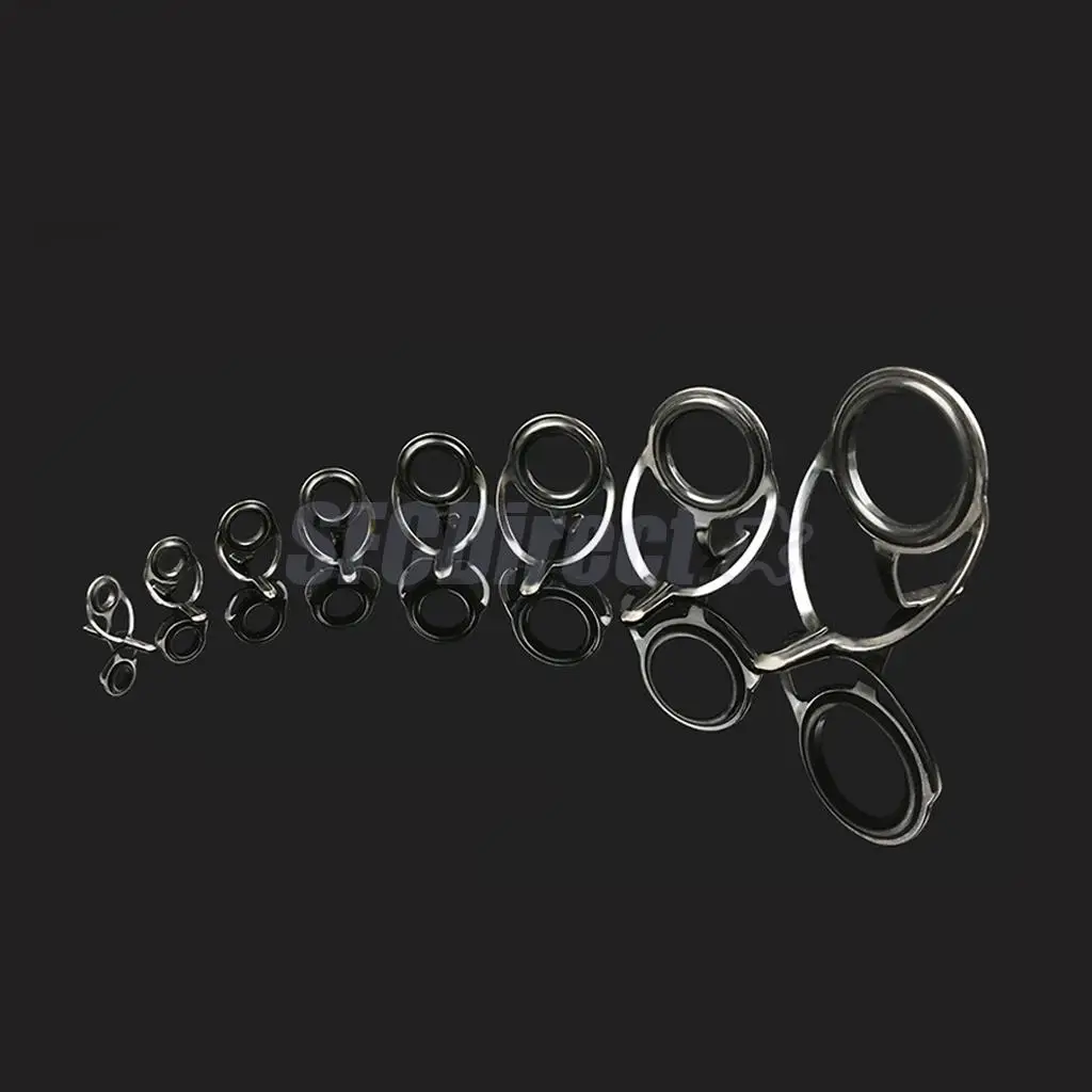 

10Pcs Ceramic Rod Eye Rings Fishing Rod Guides Tip Stainless Steel Frame Rod Tips Building Component