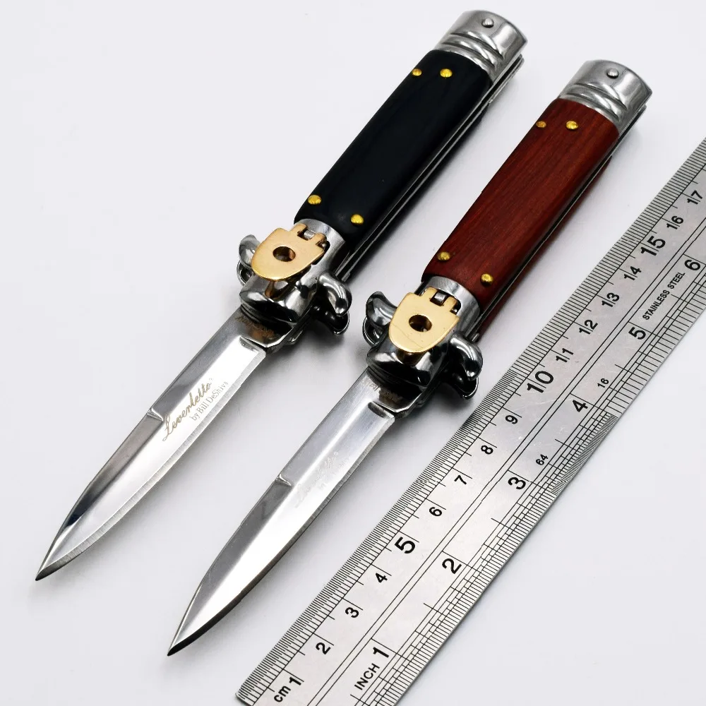 

Mafia Folding knife 440C Blade Wood Handle Godfather Pocket Knives Army Camping Survival Tactical Rescue Quickly Open EDC Tools