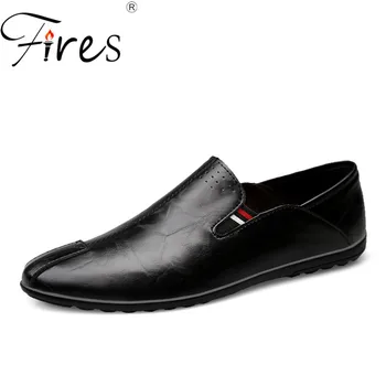 

Fires Men Summer Sriving Shoes Comfortable Genuine Leather Loafers Soft Lightweight Casual Shoes Male Big size 39-46 Flats