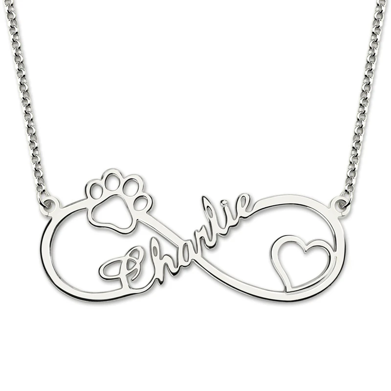 dog paw silver necklace