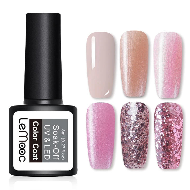 

LEMOOC 8ml Glitter Gel Polish 29 Colors Soak Off LED UV Gel Lacquer Long Lasting Nail Gel Varnish DIY Nail Art Manicure