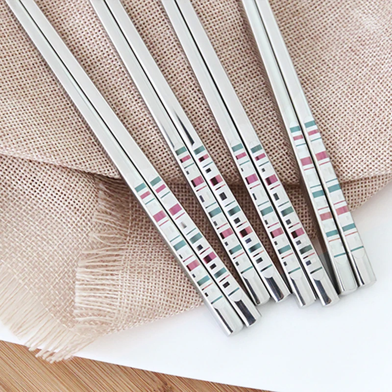 Hot 5pair High Quality 304 Stainless Steel Square chopstick Korean