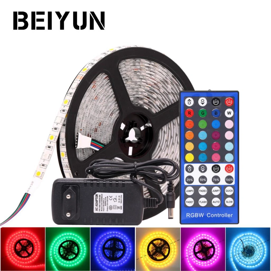 5 м 10 Светодиодная лента 5050 водонепроницаемая RGB Диодная гибкий свет с ИК пультом