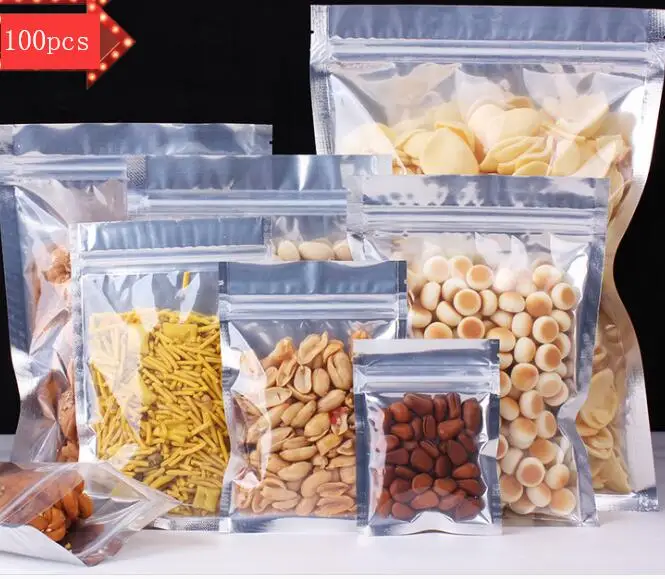 100 шт 14*9 см ZipLock пластиковый пакет с застежкой мешок упаковки еды алюминиевая