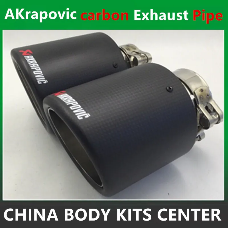 

One pair Akrapovic Car Exhaust 63mm Inlet (101mm Outlet) Universal Carbon Fiber Exhaust Tip Muffler Stainless Steel Car Exhaust