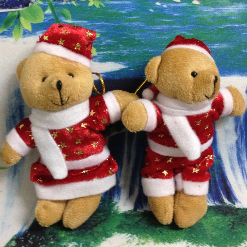

Christmas Bear Dolls 2018 New 12cm Golden Star Teddy Bear Plush Toys Couple Bear Key Bag Pendants Xmas Tree Gift 1 Pair