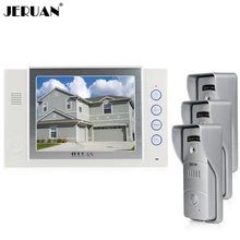 JERUAN Home Wired 8 inch video door phone Recording intercom system 3 metal Pinhole camera Open three doors 8G SD Card