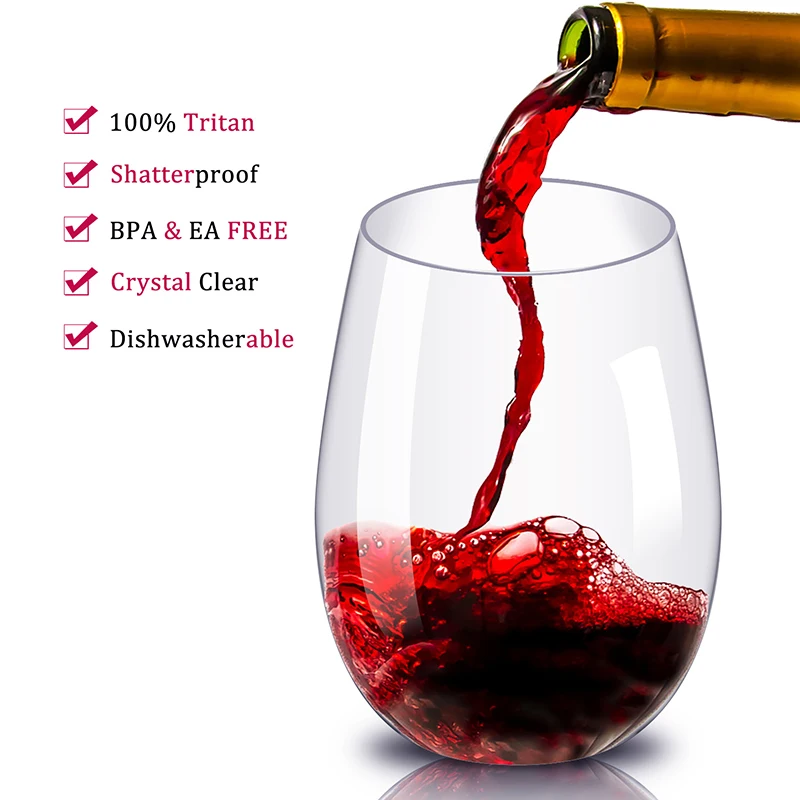 1 шт. бокал для вина Небьющийся пластик Nbreakable PCTG красное вино стаканы без ножки чашки Многоразовые прозрачные фруктовый сок пивная чашка 4