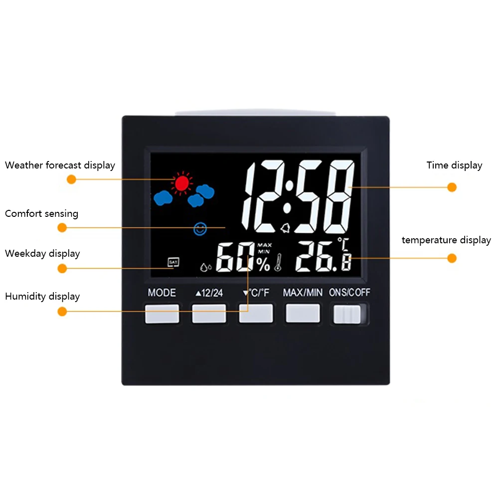 

LED Alarm Clock Digital Weather Forecast Station Multifunction Temperature Humidity Backlight Hot Sale