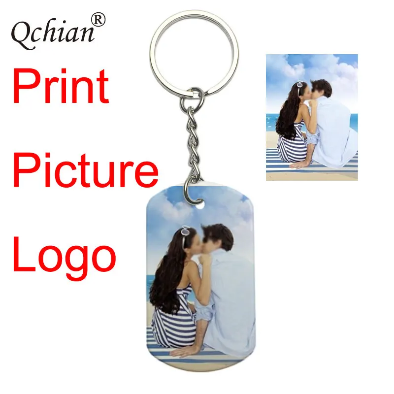 

Custom DIY Tag Photo Keychain Stainless Steel Engraved photograph Keychain Keychain Charm Keyring Jewelry