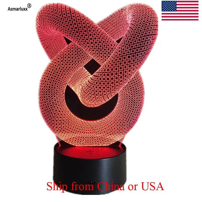 3D Loveknot светодиодный RGBW Сенсорный выключатель 7 цветов зарядный Ночной светильник
