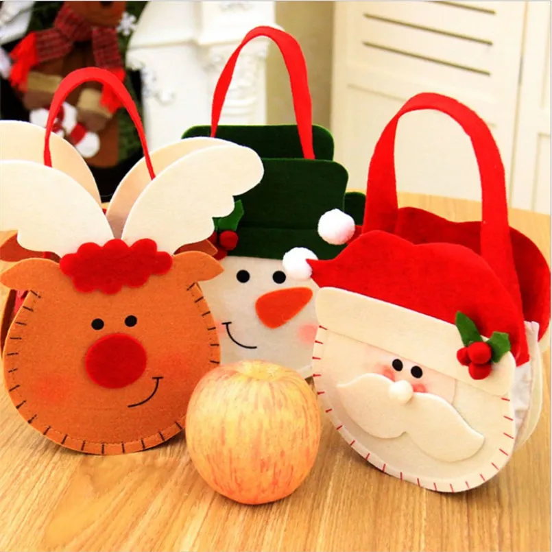 

New 3PCS Gift Holders Christmas Gift Bag Candy Bag Non-woven Christmas Apple Gift Bag Christmas Decoration Navidad 2018
