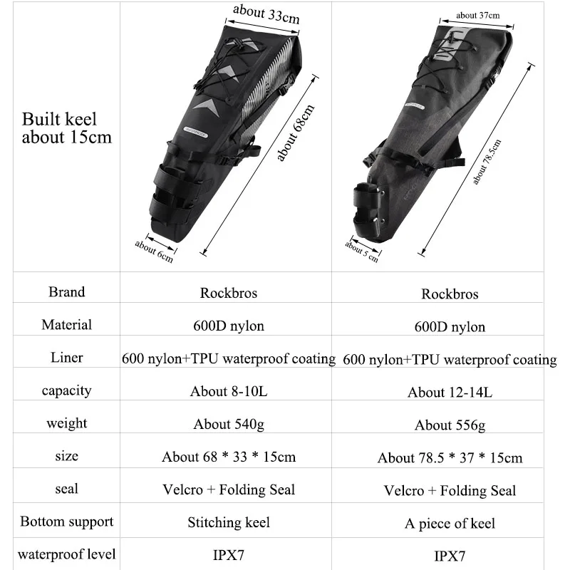 Rockbros, сумка для горного велосипеда, 8-14л, водонепроницаемая, MTB, велосипедная сумка, велосипедная сумка на заднее сиденье, велосипедная сумка, Аксессуары для велосипеда, Bolsa Bicicleta