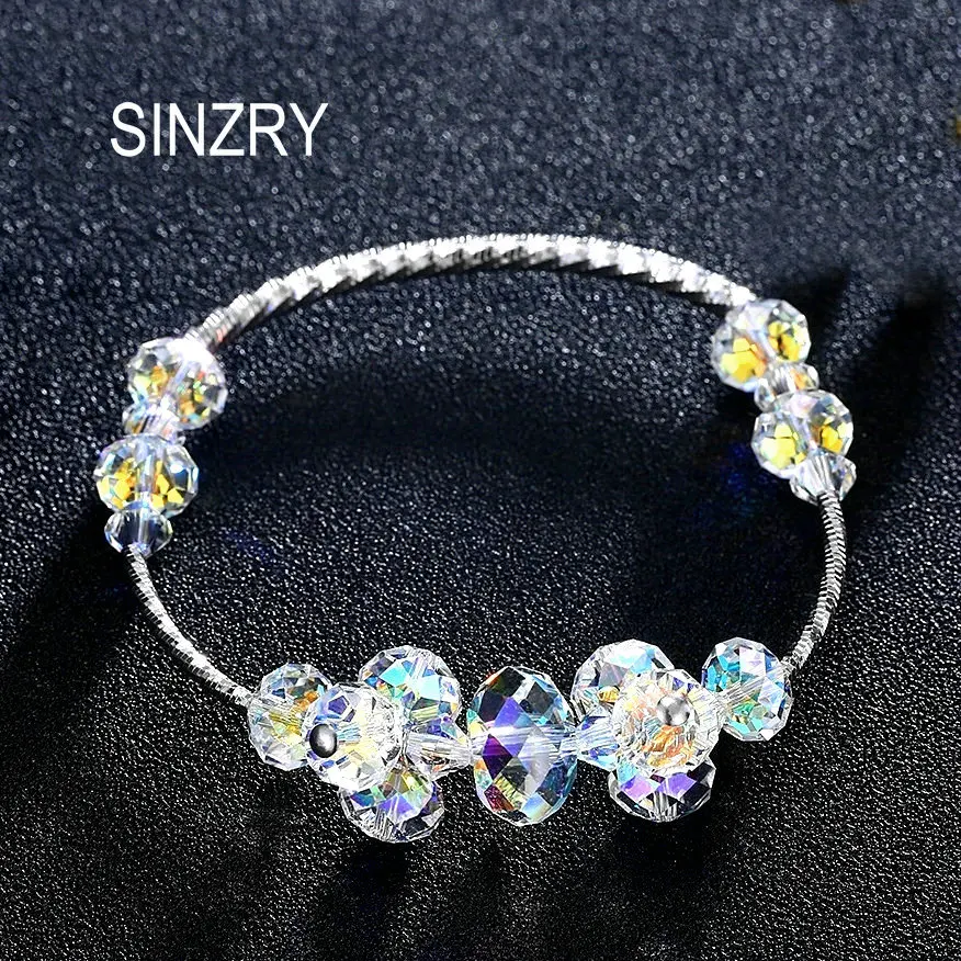

SINZRY originally handmade elegant 925 sterling silver brilliant imported crystal charm bracelets & bangle Girl jewellery gift