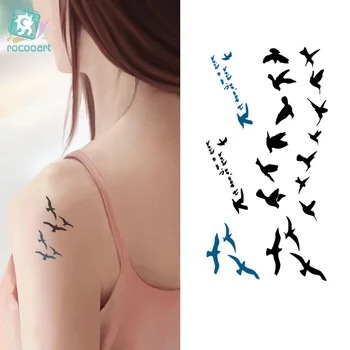 

Rocooart HC1179 Women Finger Wrist Flash Tattoo Stickers Liberty Small Birds Fly Water Transfer Temporary Tattoo Sticker