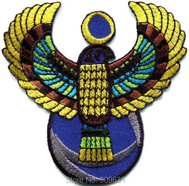 Egyptian headress headpiece bird god ankh applique iron-on patch (8.3-8.6 cm)_