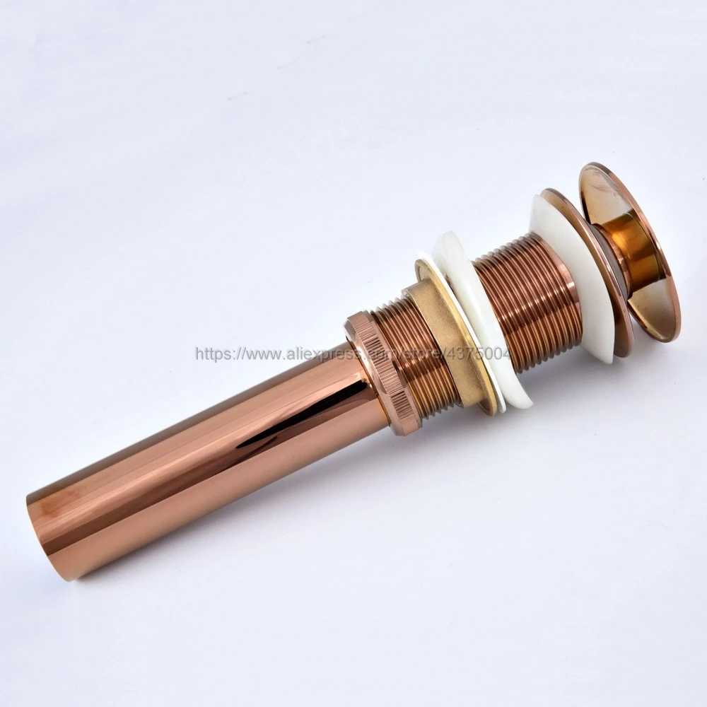 

Modern Rose Gold Color Drains Basin Sink Finish Sink Vanity Pop Up Drain Without Overflow Bathroom Accessaraies Nsd076