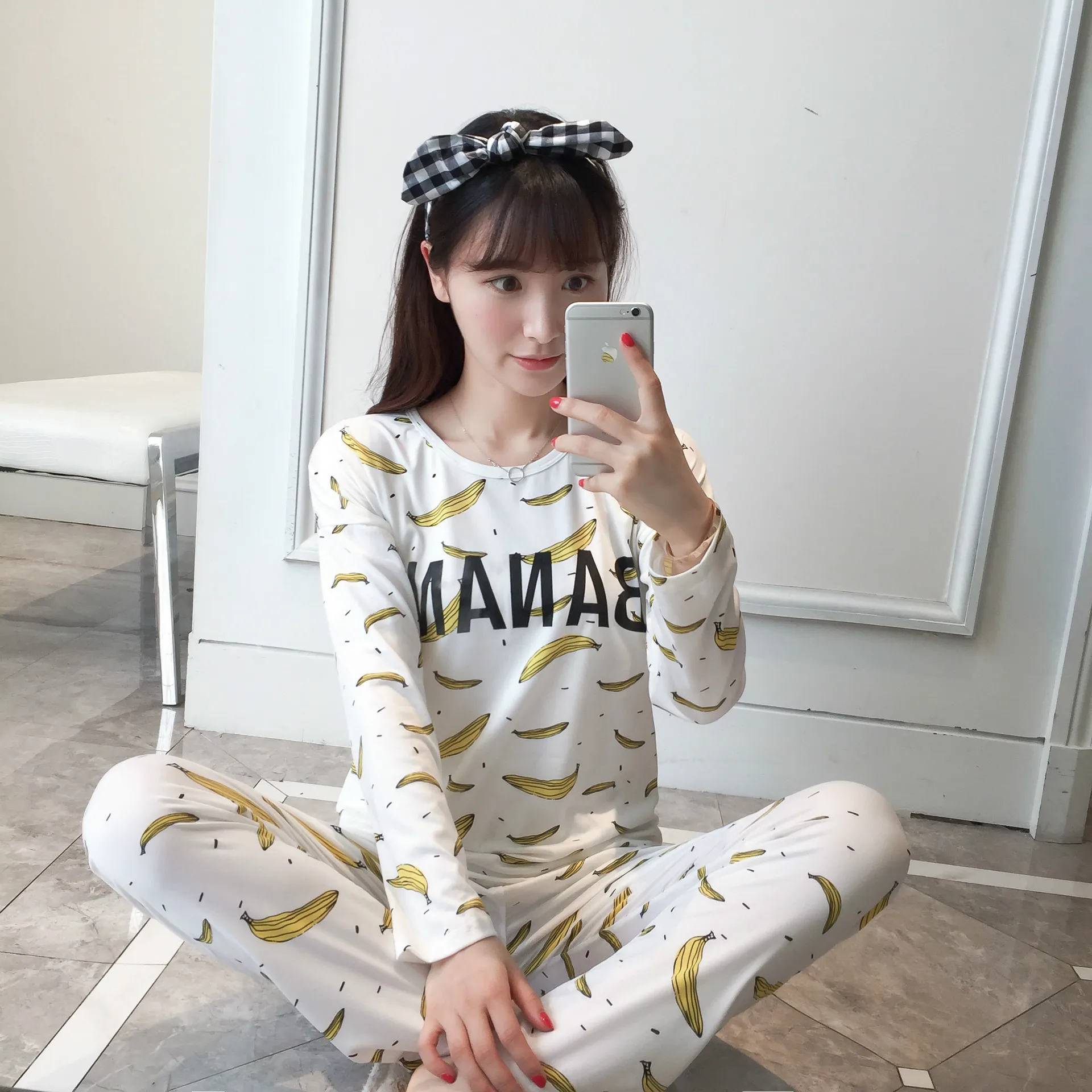 

2019 Pajamas for Women Long Sleeved Pyjamas Women's Pajamas Sets Sweet Girls Sleepwear Nightgowns Lounge Women Fashion Clothing