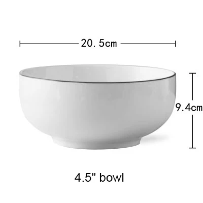 Простой европейский стиль Керамическая пиала для риса черная полоса китай кость салатник суп чаша AKUHOME - Цвет: 8 inch soup bowl