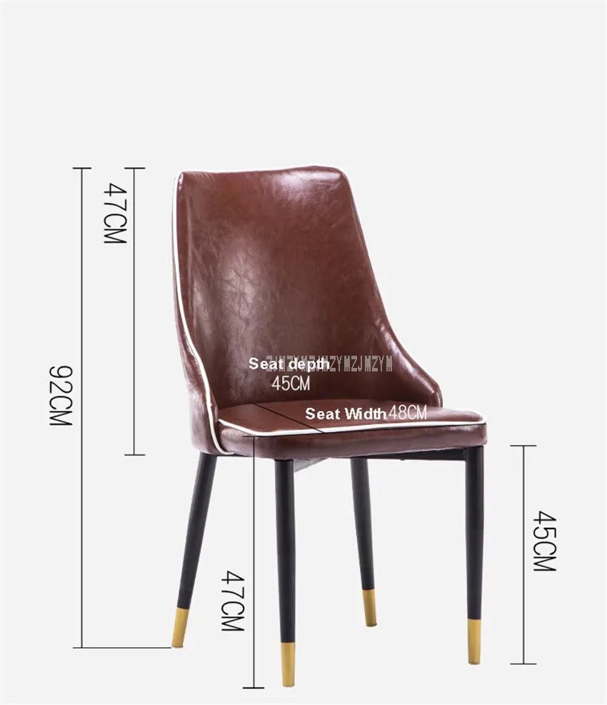 High Quality Modern Simple Oil Wax Leather Dining Chair For Dining Room Living Room Office Reception Chair Soft Seat Cushion