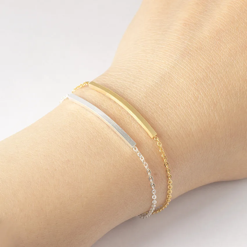 

Stainless Steel Long Bar Boho Bracelet Women Erkek Bileklik Handmade Jewelry Minimalist Gold Color Chain Charm Bracelet Femme